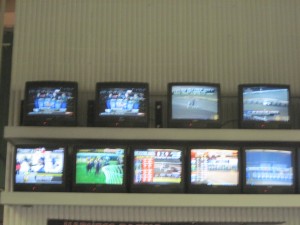 The bank of TVs indoors