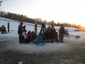 Warm up at the bonfire at the base of Mountain Creek's tubing hills. Copyright Deborah Abrams Kaplan