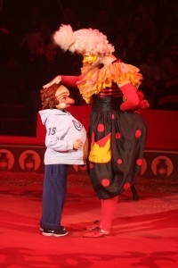 Clown and audience participant. Copyright Deborah Abrams Kaplan