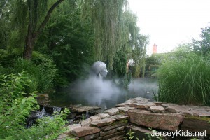 The pond outside Rat's restaurant had a great sculpture in it, with fog.