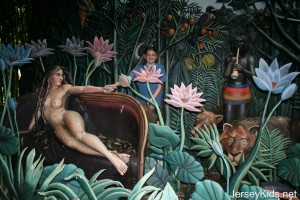 This take-off of a Rousseau's The Dream is fabulous, and hidden in a bamboo thicket. 