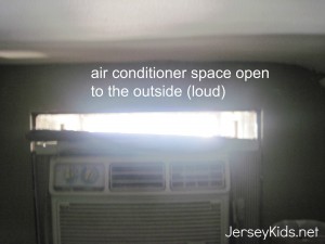 You can bet there were no pictures of the air conditioning unit with a huge gap open to the outside.