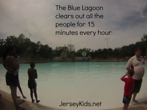 The big wave pool empties of humanity every 45 minutes.