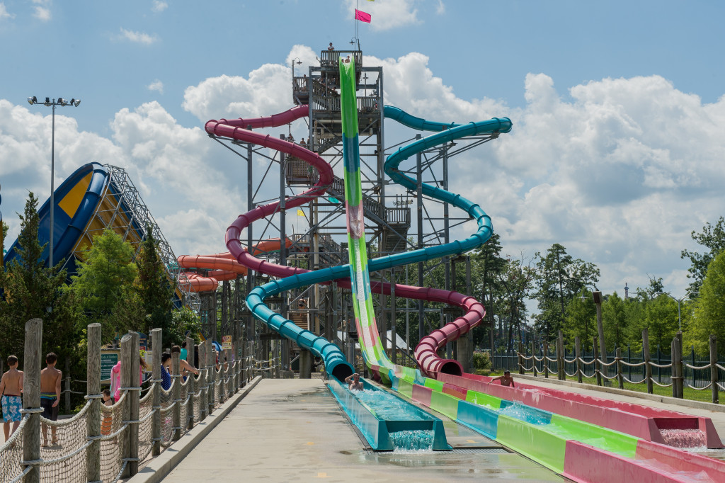 The Falls: Jurahnimo, Cannonball & Wahini at Hurricane Harbor, Six Flags NJ. Photo courtesy of Six Flags.