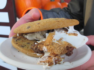 Don't leave Hersheypark without getting s'mores. This one has Reese's peanut butter cups, marshmallows and cookies. Not the most traditional approach, but delicious. Copyright Deborah Abrams Kaplan