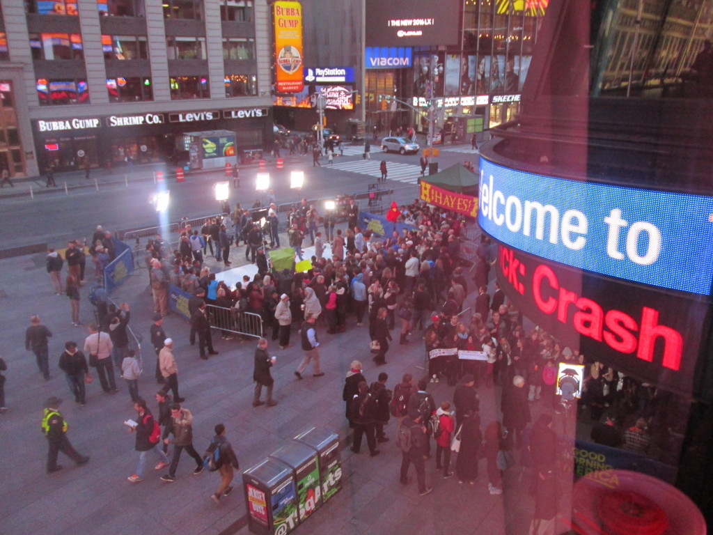 The anchors were escorted outside to do their segment there. Copyright Deborah Abrams Kaplan