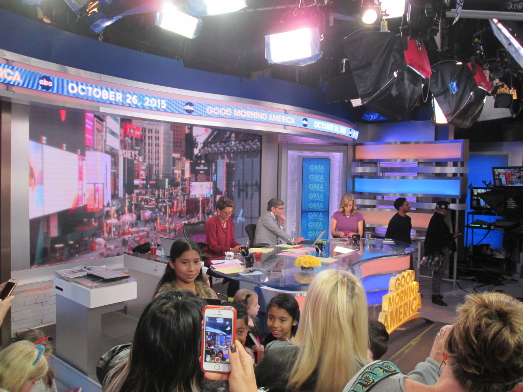 The anchors prepare for their next segment. Copyright Deborah Abrams Kaplan