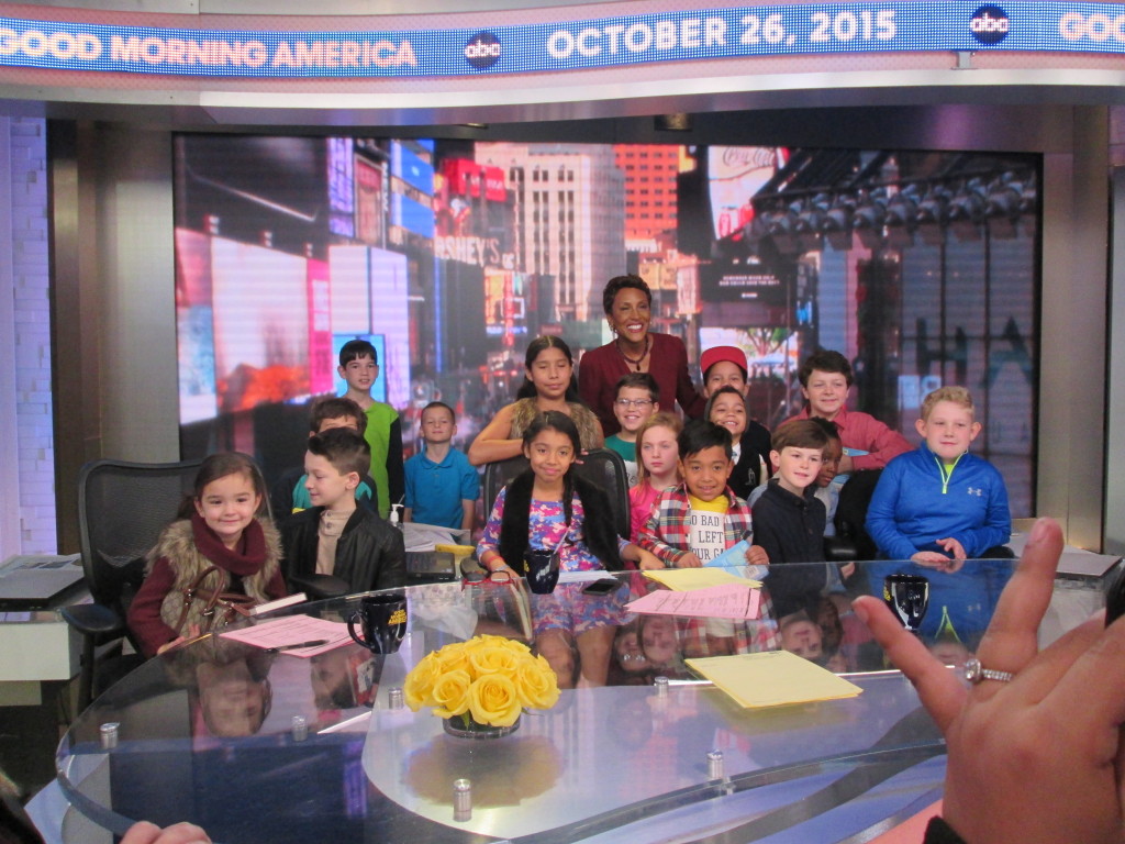 Robin Roberts graciously poses with the kids on the GMA set. Copyright Deborah Abrams Kaplan