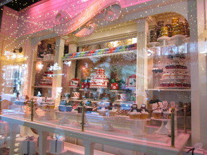 One of two patisserie windows with rotating treats