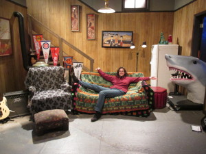 Hanging out on the set of Wayne's World at the exhibition. Copyright Deborah Abrams Kaplan