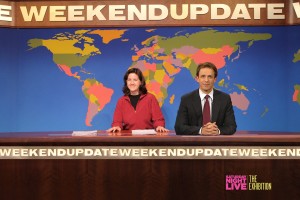 Look! Seth Meyers joined me at his Weekend Update table.