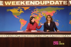 Look! It's Tina Fey (or as my daughter said, Tina Fake) and me at Seth Meyers' Weekend Update desk.