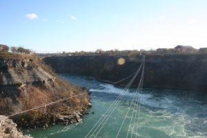 The Niagara Falls whirlpool area, with aero car cables.